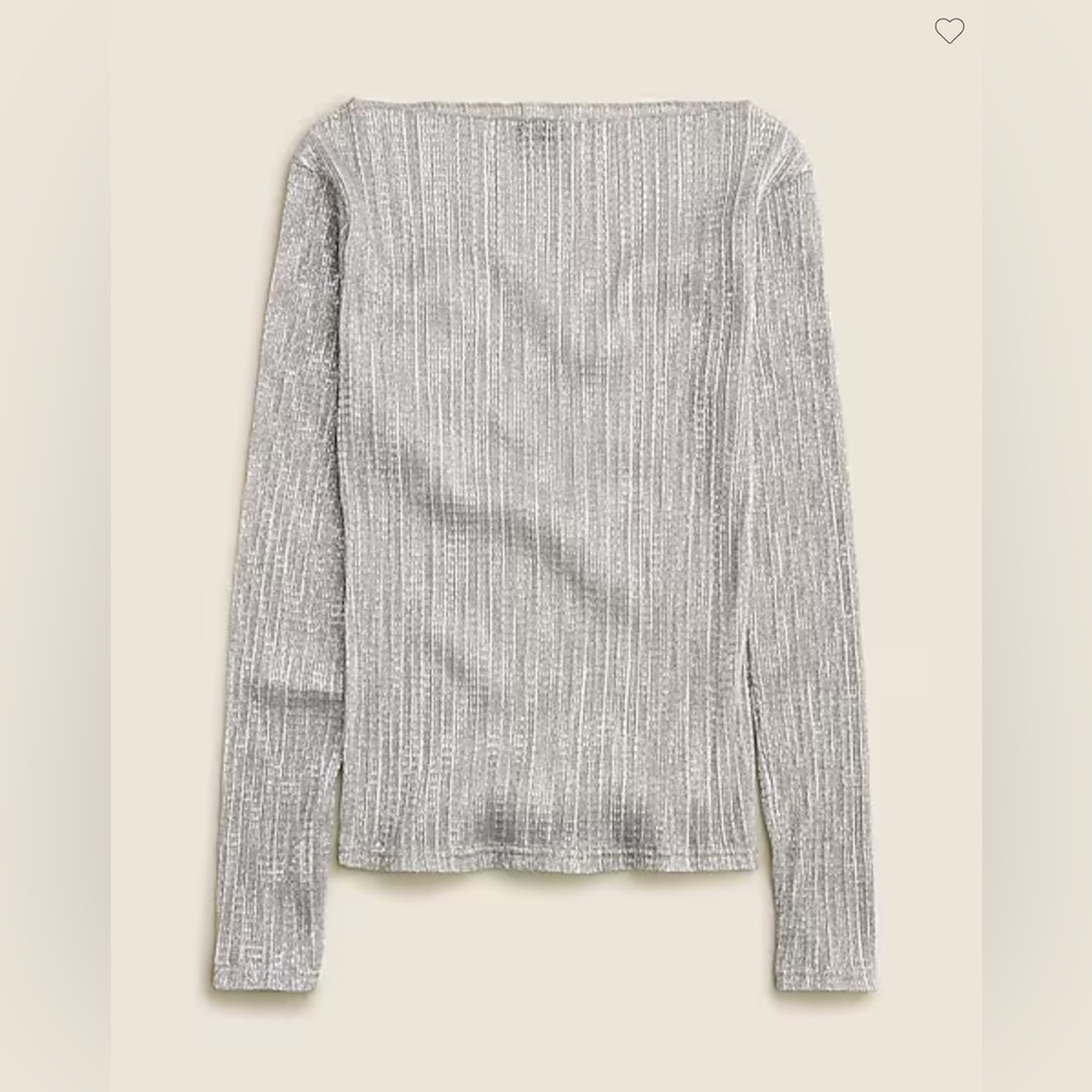 NWT J. Crew Sheer Metallic Gossamer Boatneck Top - XXS Stainless Steel Gunmetal